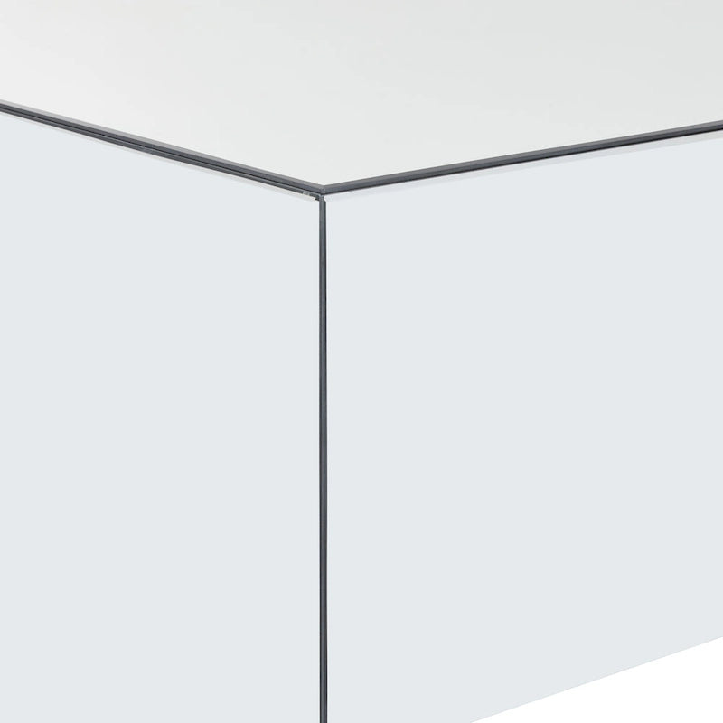 Table basse rectangulaire en verre miroir avec base surélevée - Argent - 28Lx47Px18H
