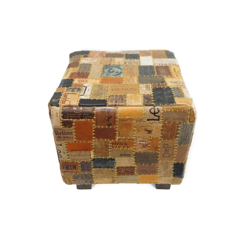 Leather Cube Pouf