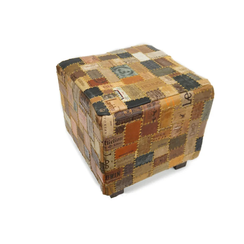 Leather Cube Pouf