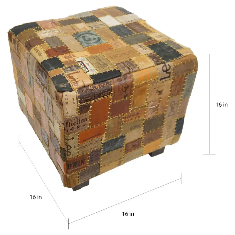 Pouf cube en cuir