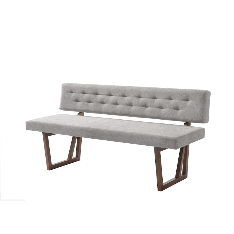 Modern Grey & Walnut Dining Bench