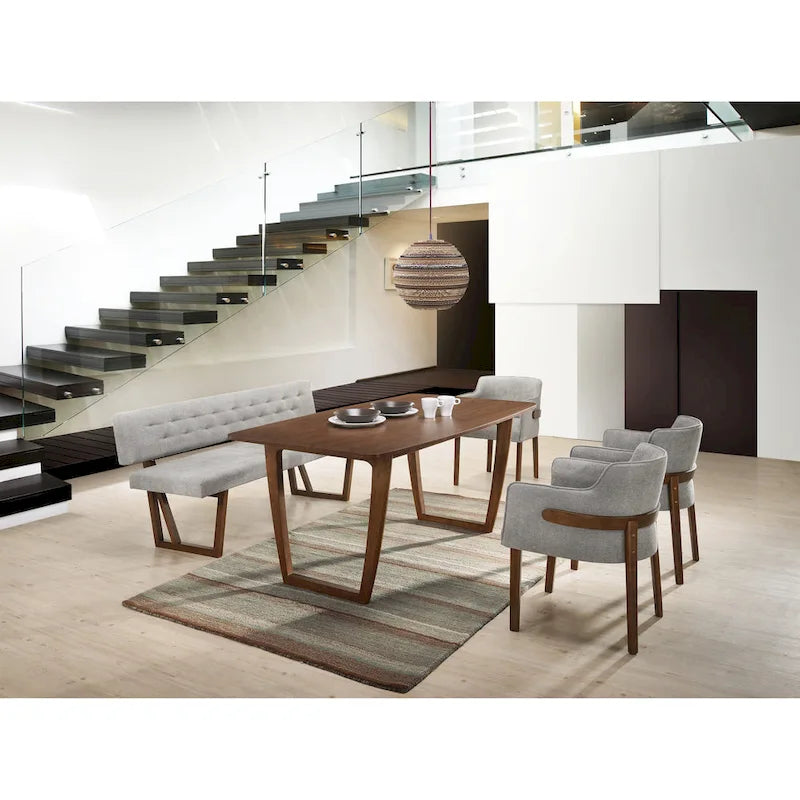 Modern Grey & Walnut Dining Bench