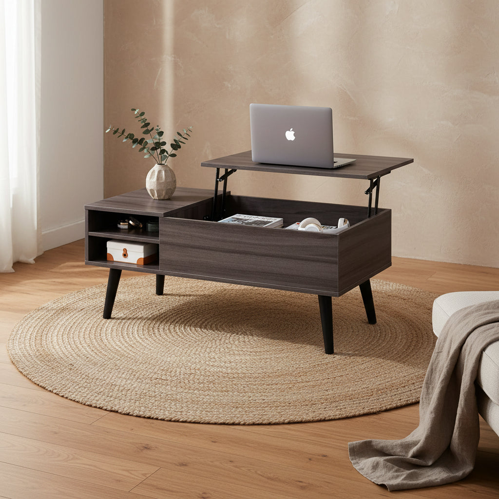 Lift Top Coffee Table with Storage for Living Room - 39.37D x 19.69W x 16.93H