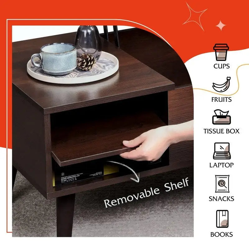 Lift Top Coffee Table with Storage for Living Room - 39.37D x 19.69W x 16.93H