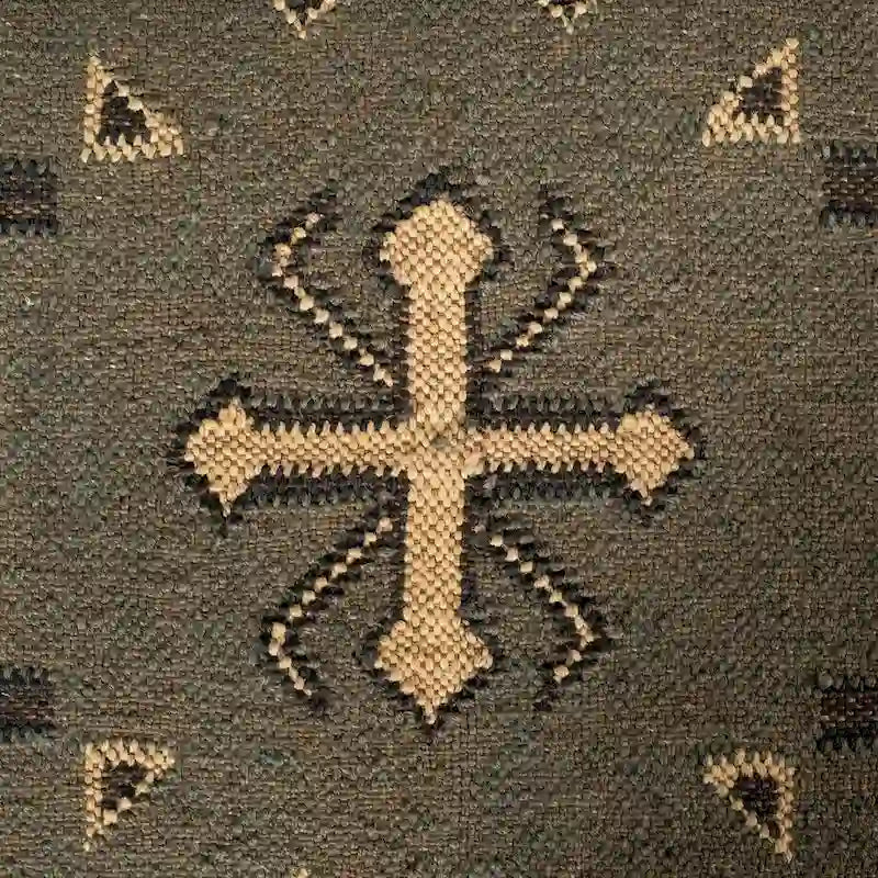 Banc d'appoint à siège capitonné à motif olive et beige - 55 po larg. x 17 po prof. x 18 po haut.
