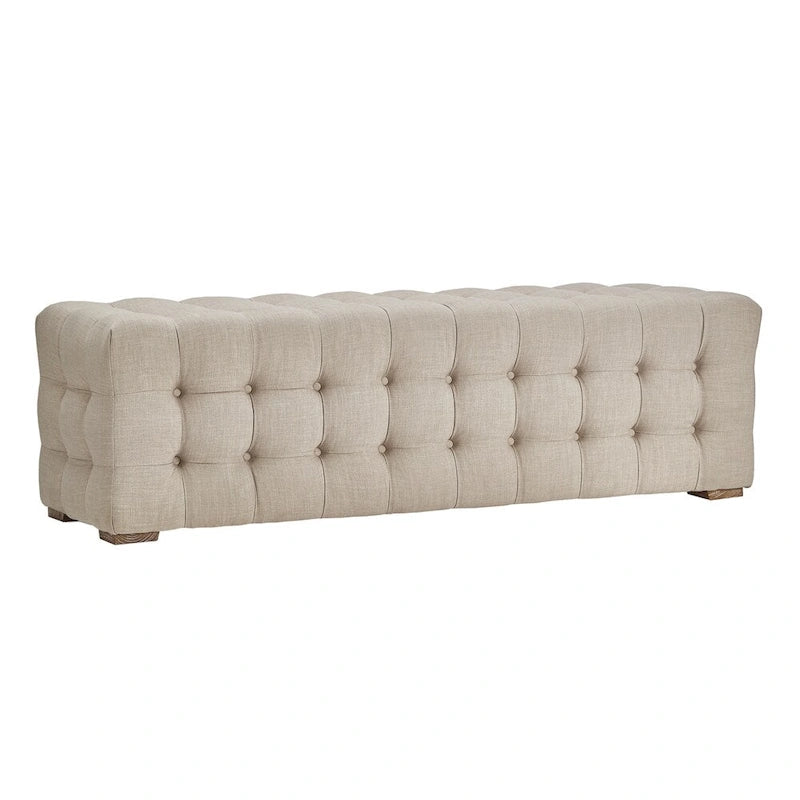 Linen Fabric Tufted Bench by