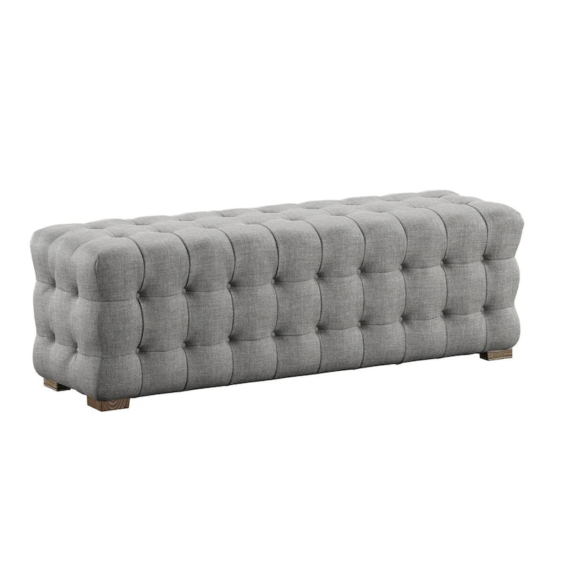 Banc capitonné en lin par