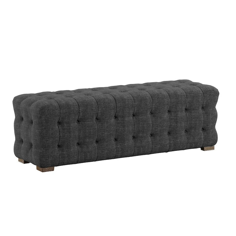 Banc capitonné en lin par