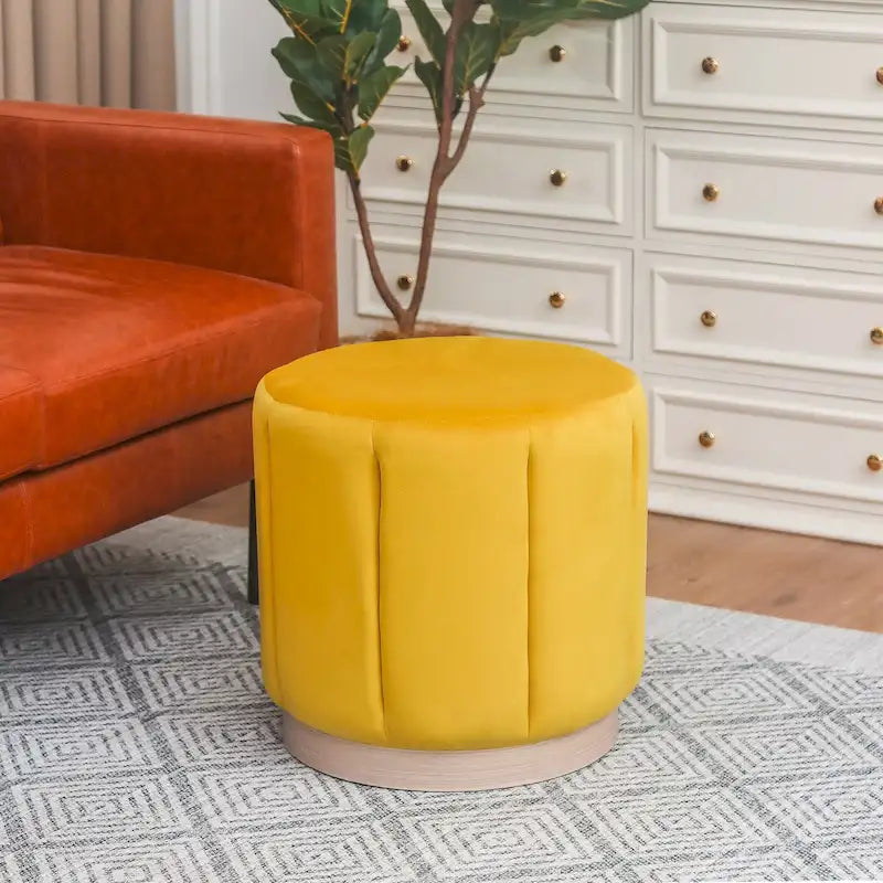 Pouf rond rembourré en flanelle pour salon