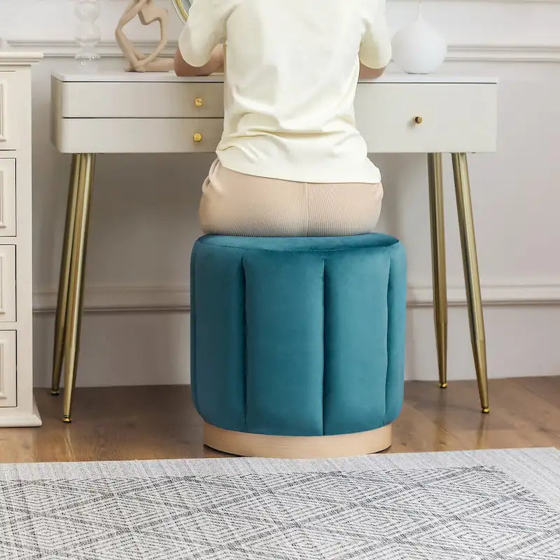 Pouf rond rembourré en flanelle pour salon
