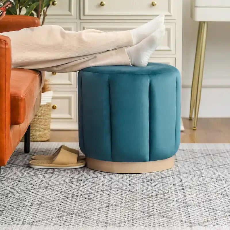 Pouf rond rembourré en flanelle pour salon