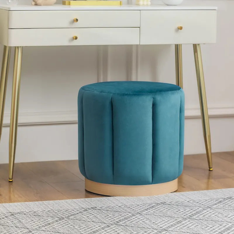 Pouf rond rembourré en flanelle pour salon