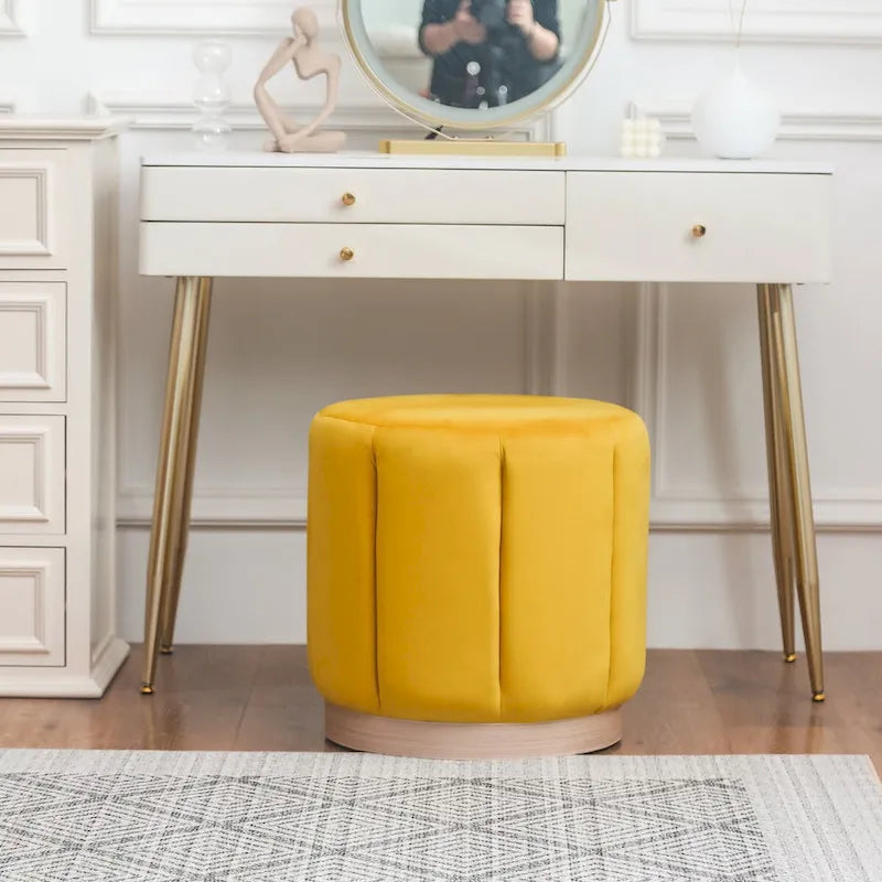 Pouf rond rembourré en flanelle pour salon