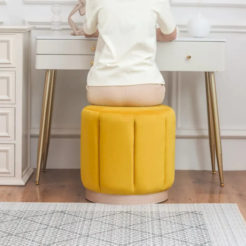 Pouf rond rembourré en flanelle pour salon