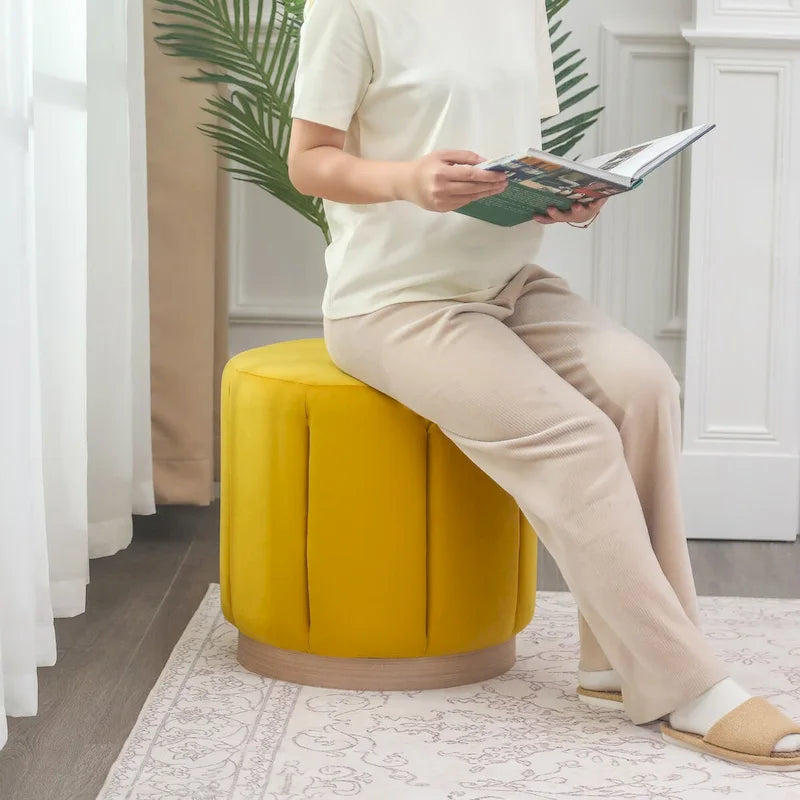 Pouf rond rembourré en flanelle pour salon