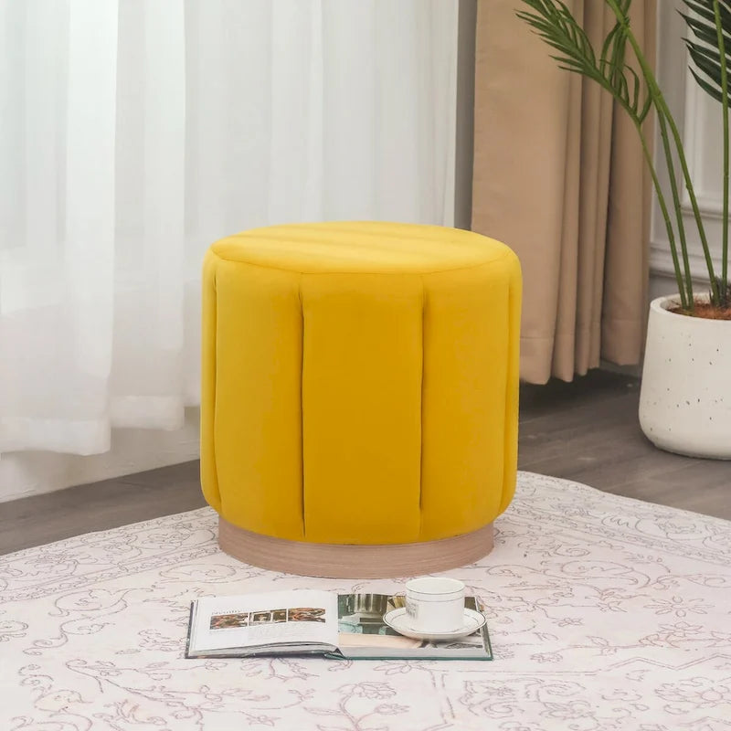 Pouf rond rembourré en flanelle pour salon