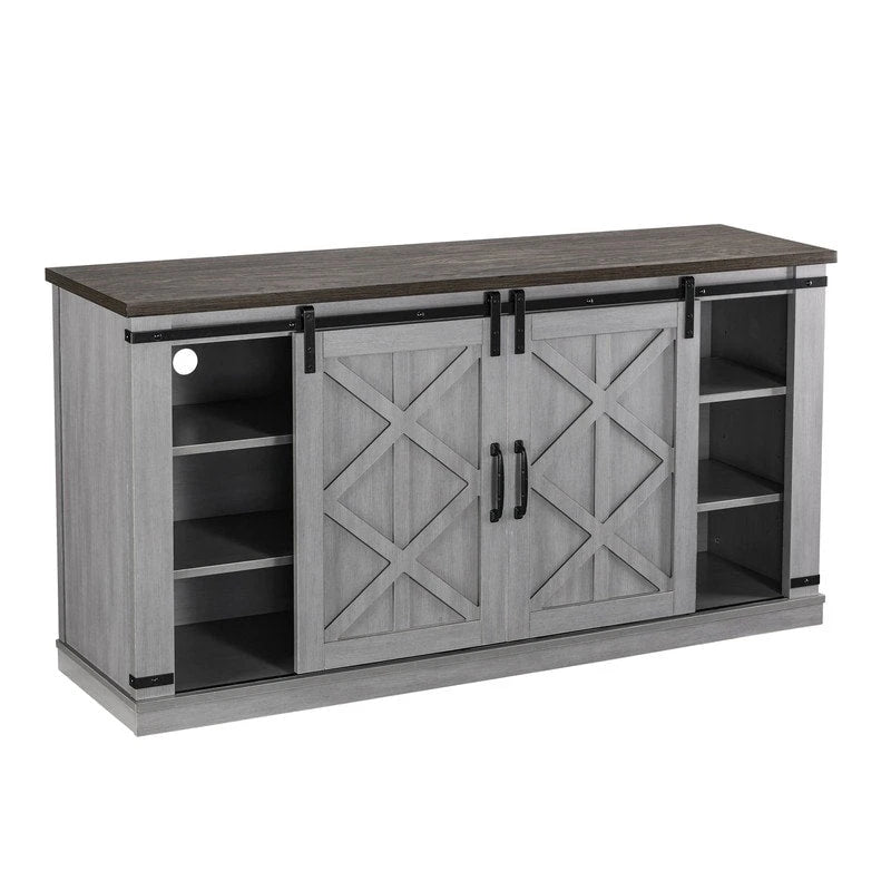 Meuble TV de 147 cm de style grange pour téléviseurs jusqu'à 165 cm