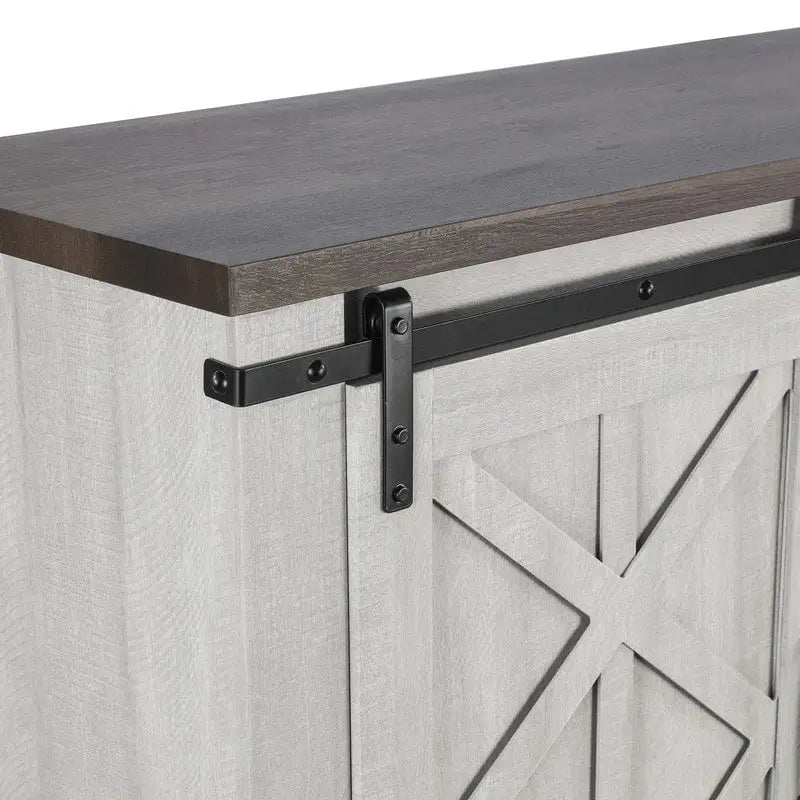 Meuble TV de 147 cm de style grange pour téléviseurs jusqu'à 165 cm