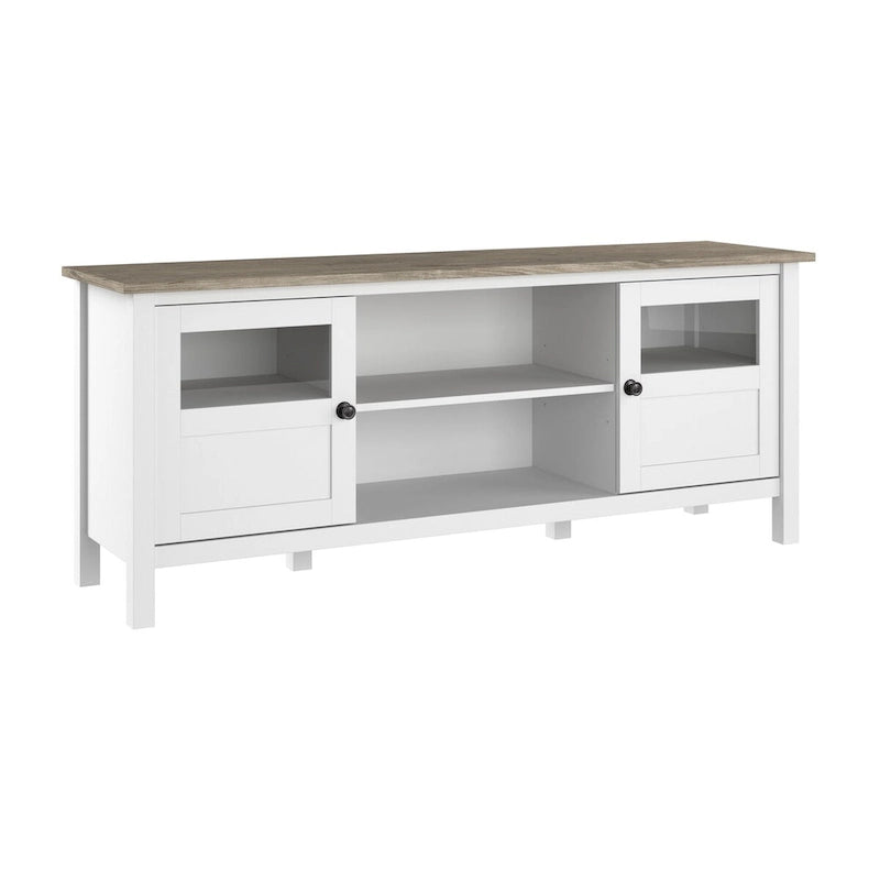 Meuble TV 60W avec portes et étagères.