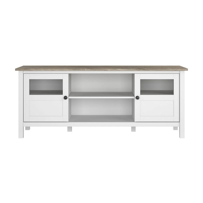 Meuble TV 60W avec portes et étagères.