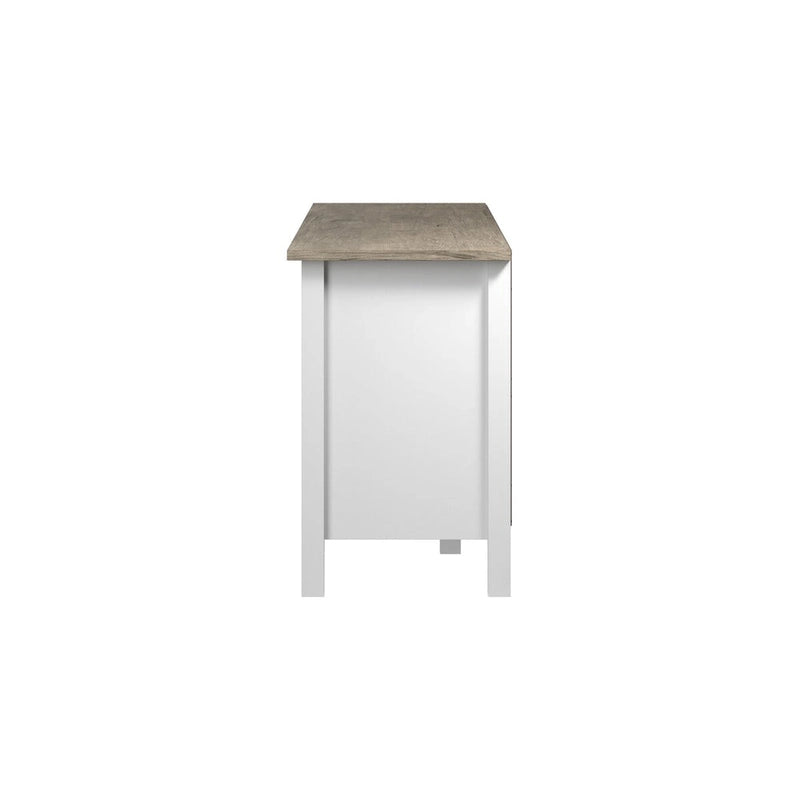 Meuble TV 60W avec portes et étagères.
