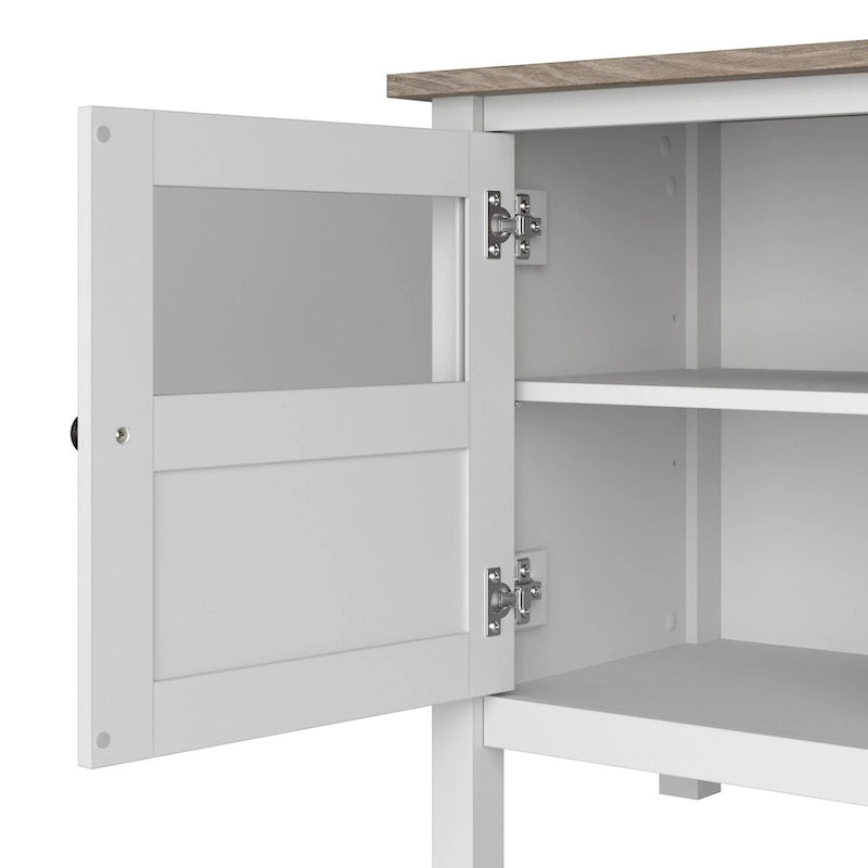 Meuble TV 60W avec portes et étagères.