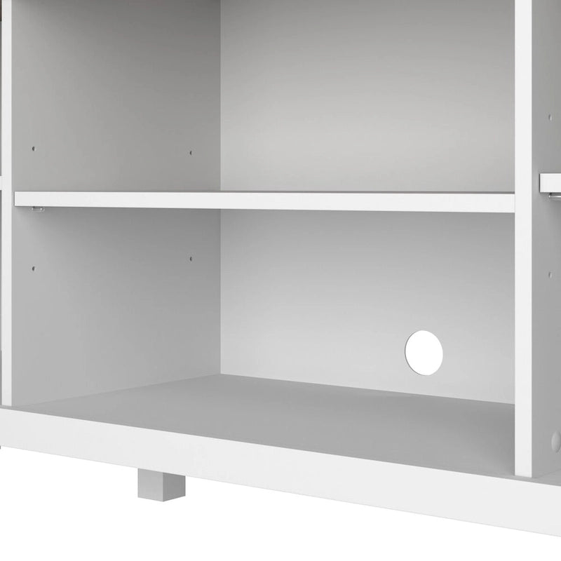 Meuble TV 60W avec portes et étagères.