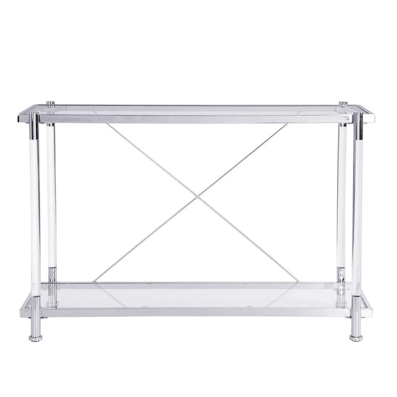 43.31 Chrome Glass Sofa Table, Acrylic Side Table, Console Table for Living Room& Bedroom