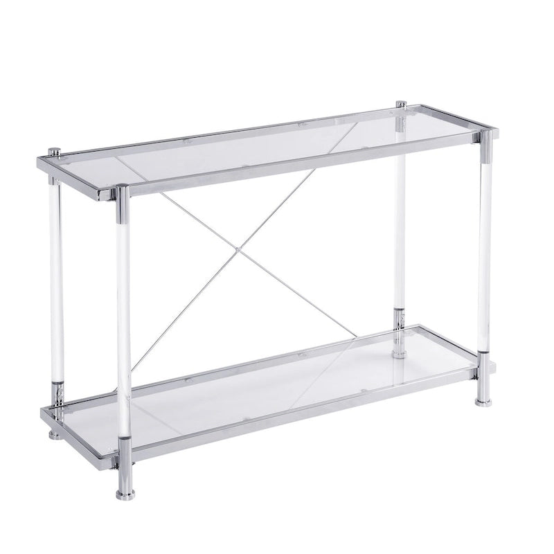 43.31 Chrome Glass Sofa Table, Acrylic Side Table, Console Table for Living Room& Bedroom