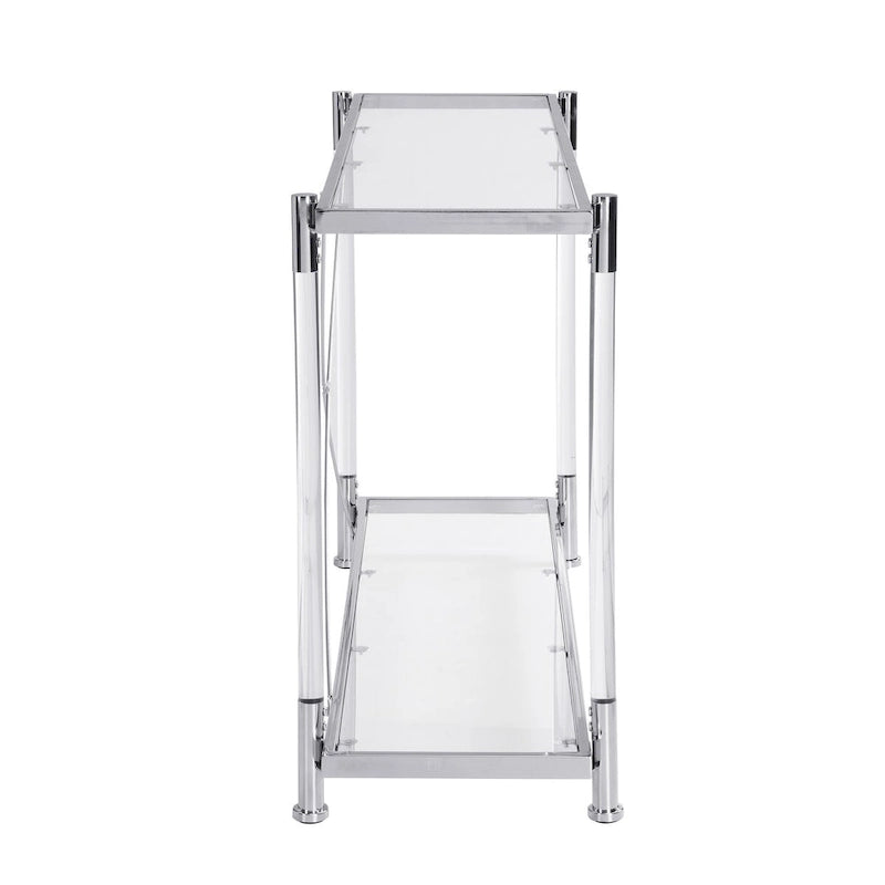 43.31 Chrome Glass Sofa Table, Acrylic Side Table, Console Table for Living Room& Bedroom