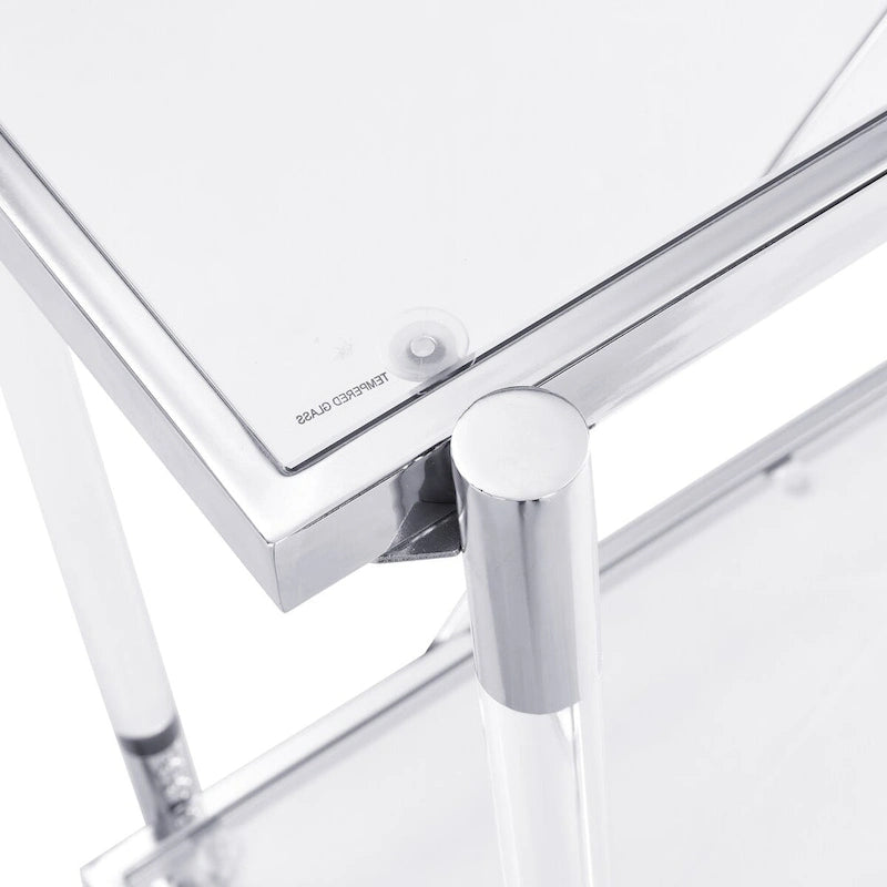 Table basse en verre chromé 43.31, table d'appoint en acrylique, console pour salon et chambre