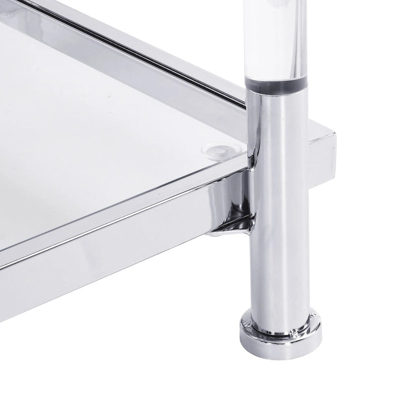 Table basse en verre chromé 43.31, table d'appoint en acrylique, console pour salon et chambre