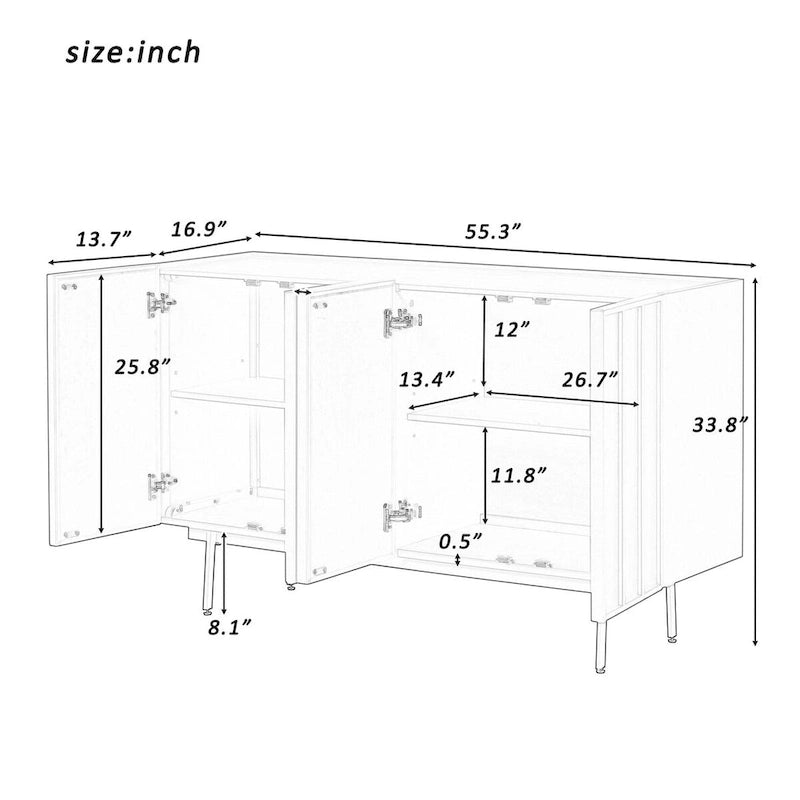 Buffet en bois avec 4 portes adapté aux salons