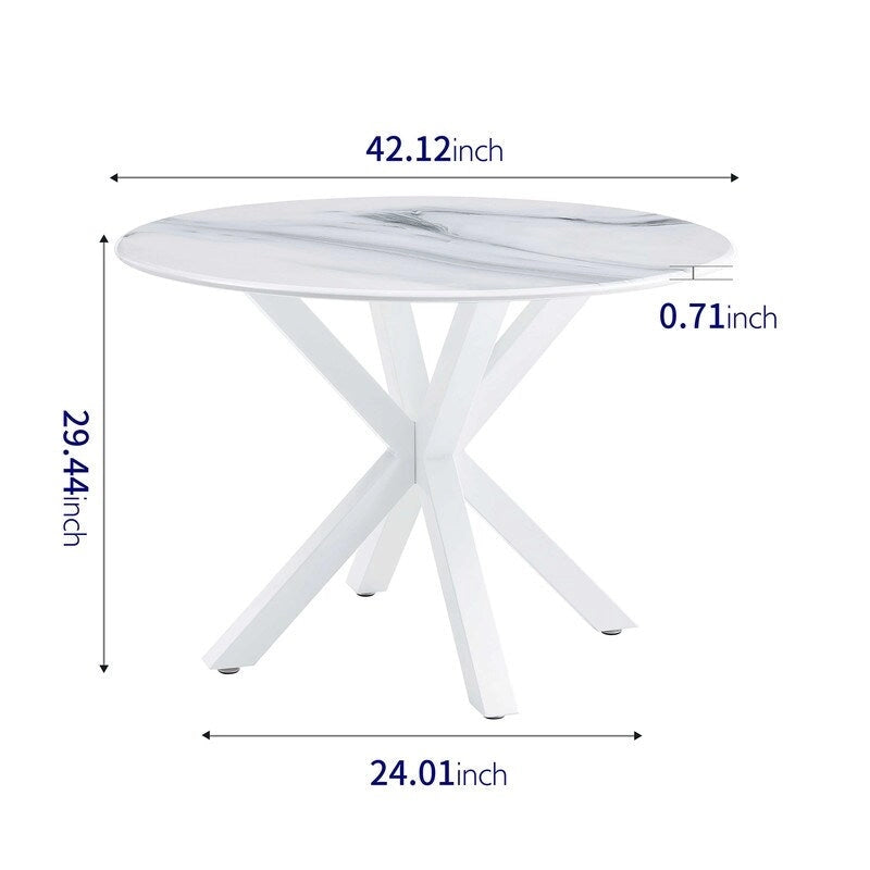 Mid-Century Modern Round Dininig Table with MDF Top and Pedestal Base, 42.1 End Table Leisure Table