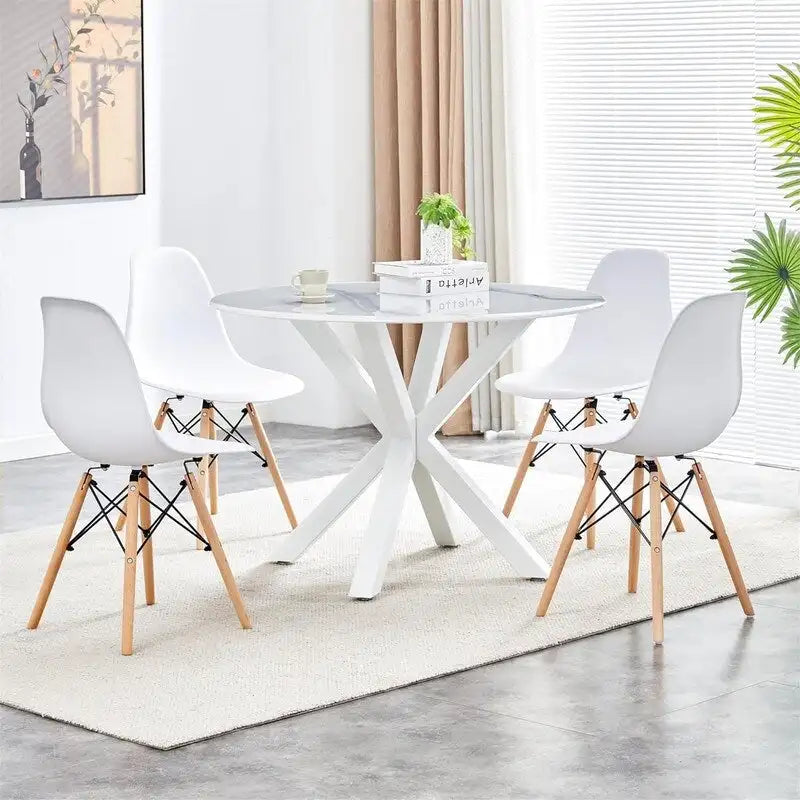 Table à manger ronde Mid-Century Modern avec plateau en MDF et pied central, table d'appoint de 42,1 po, table de loisirs