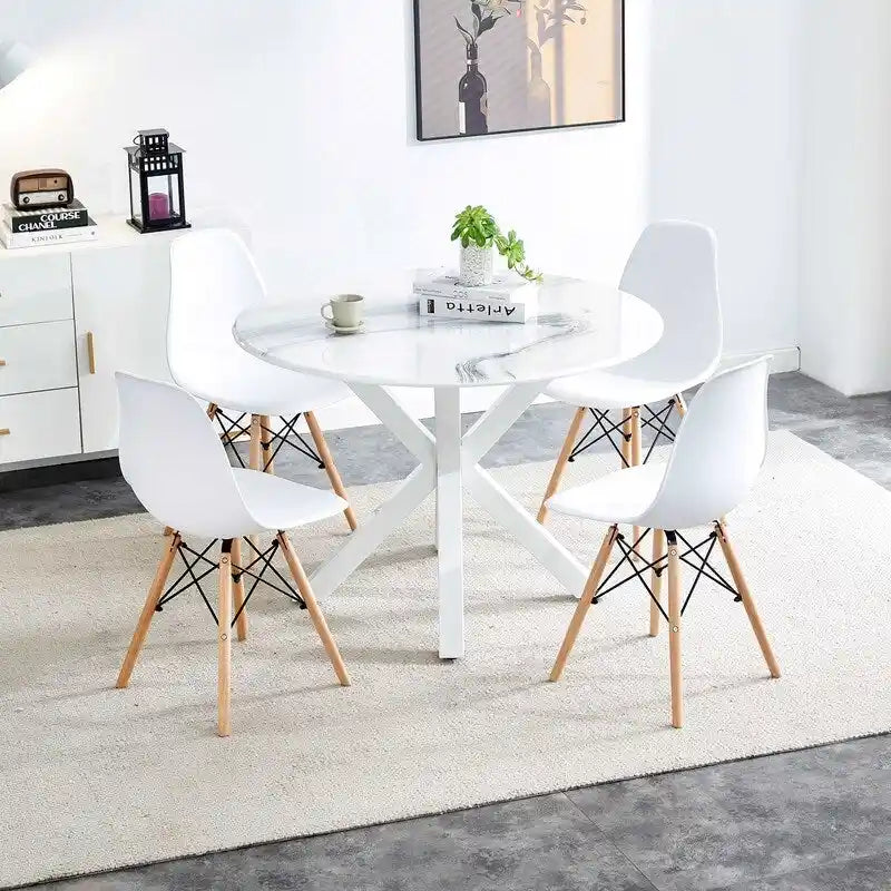 Table à manger ronde Mid-Century Modern avec plateau en MDF et pied central, table d'appoint de 42,1 po, table de loisirs