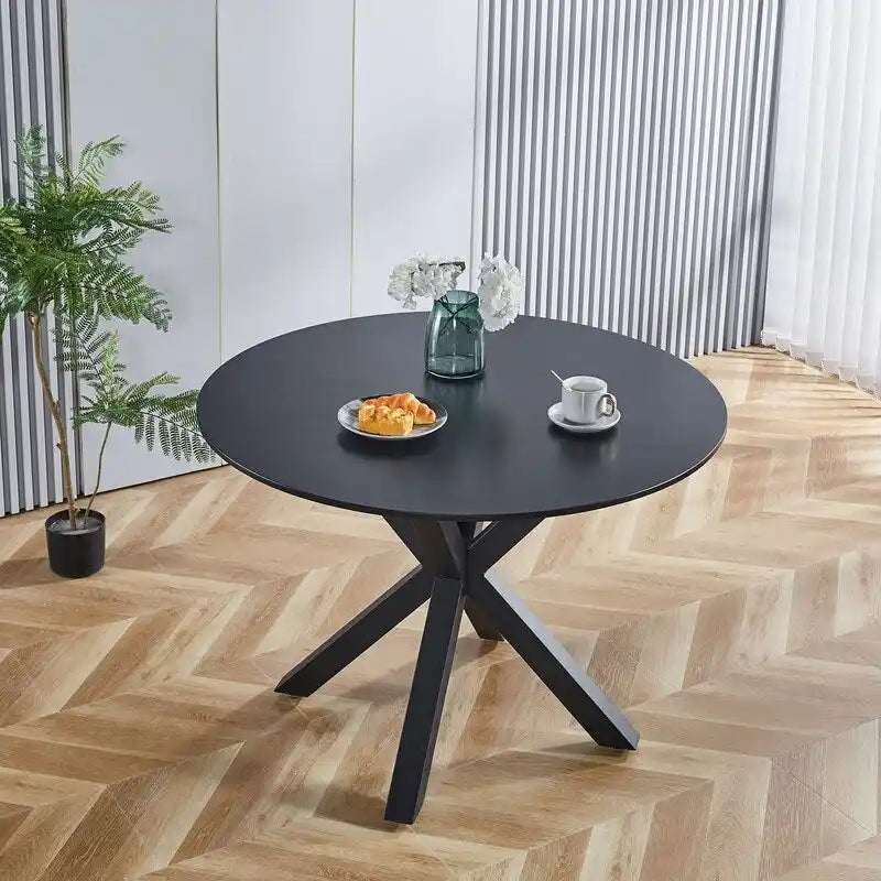 Table à manger ronde Mid-Century Modern avec plateau en MDF et pied central, table d'appoint de 42,1 po, table de loisirs