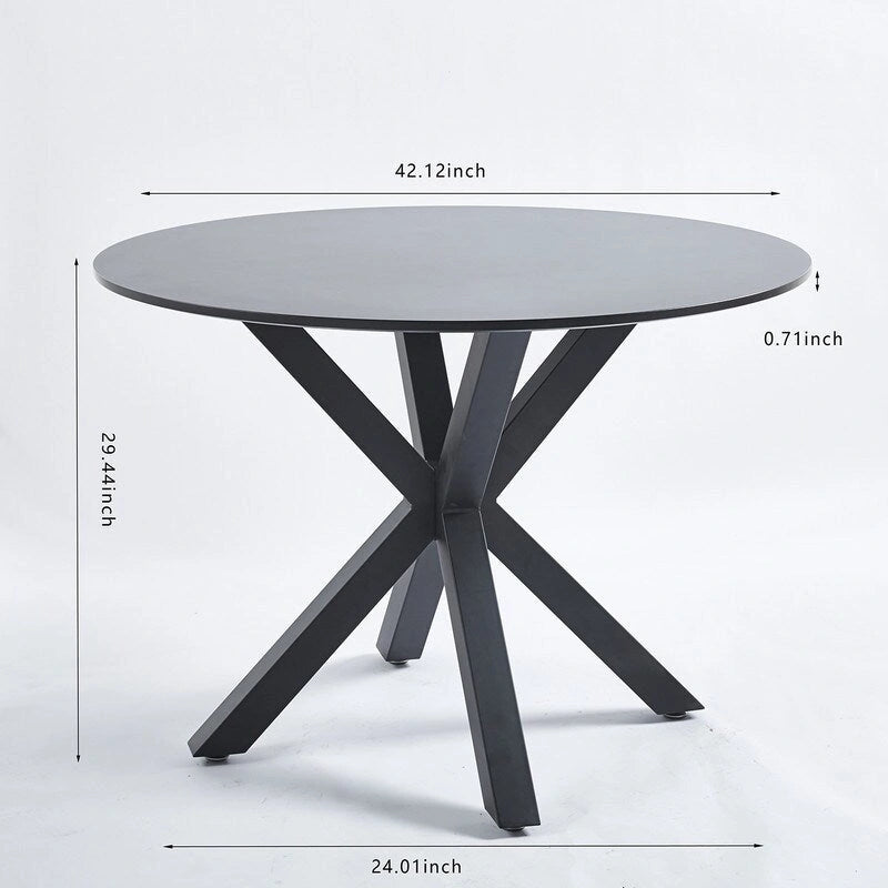Table à manger ronde Mid-Century Modern avec plateau en MDF et pied central, table d'appoint de 42,1 po, table de loisirs