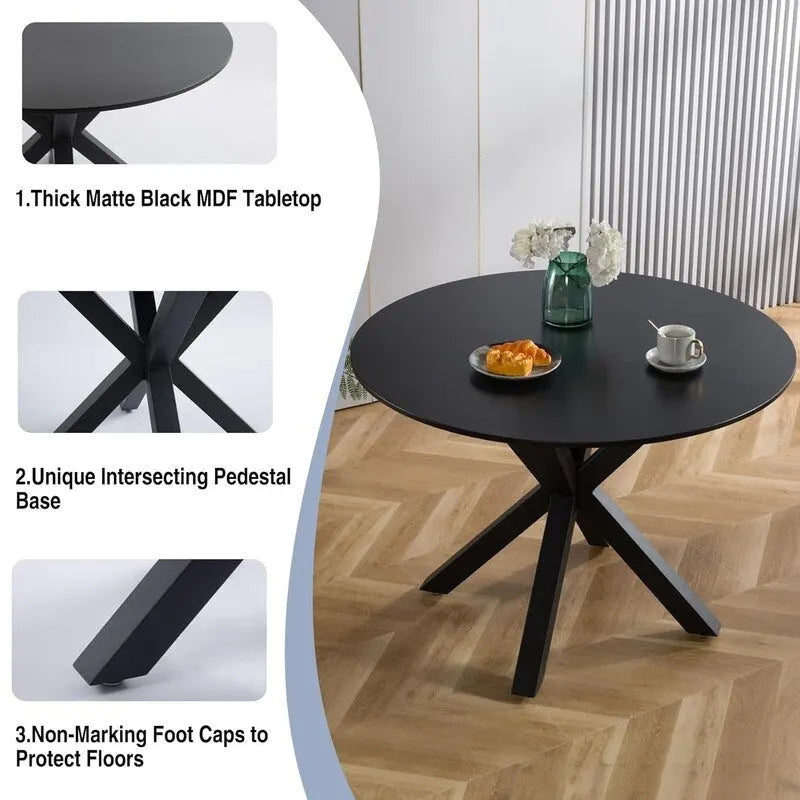 Table à manger ronde Mid-Century Modern avec plateau en MDF et pied central, table d'appoint de 42,1 po, table de loisirs