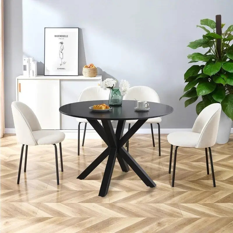 Table à manger ronde Mid-Century Modern avec plateau en MDF et pied central, table d'appoint de 42,1 po, table de loisirs