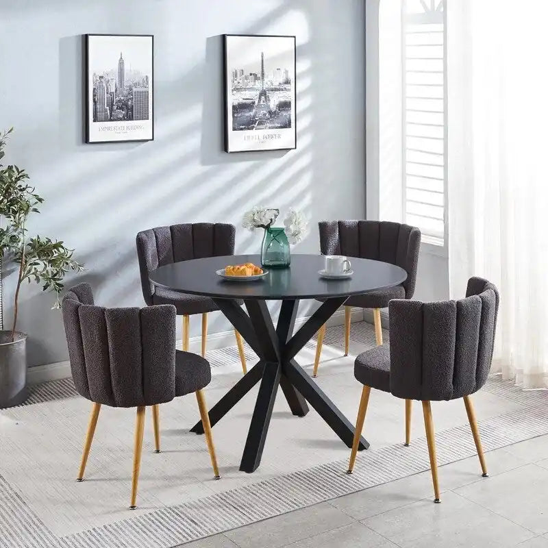 Table à manger ronde Mid-Century Modern avec plateau en MDF et pied central, table d'appoint de 42,1 po, table de loisirs