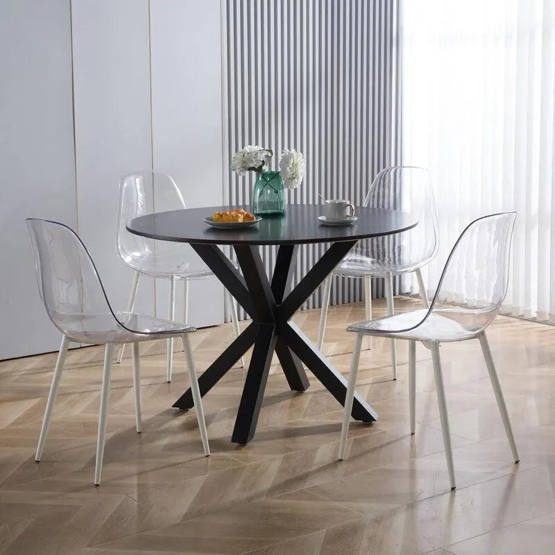 Table à manger ronde Mid-Century Modern avec plateau en MDF et pied central, table d'appoint de 42,1 po, table de loisirs