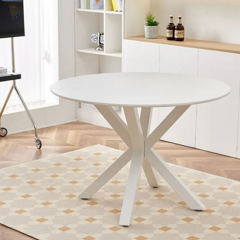 Table à manger ronde Mid-Century Modern avec plateau en MDF et pied central, table d'appoint de 42,1 po, table de loisirs