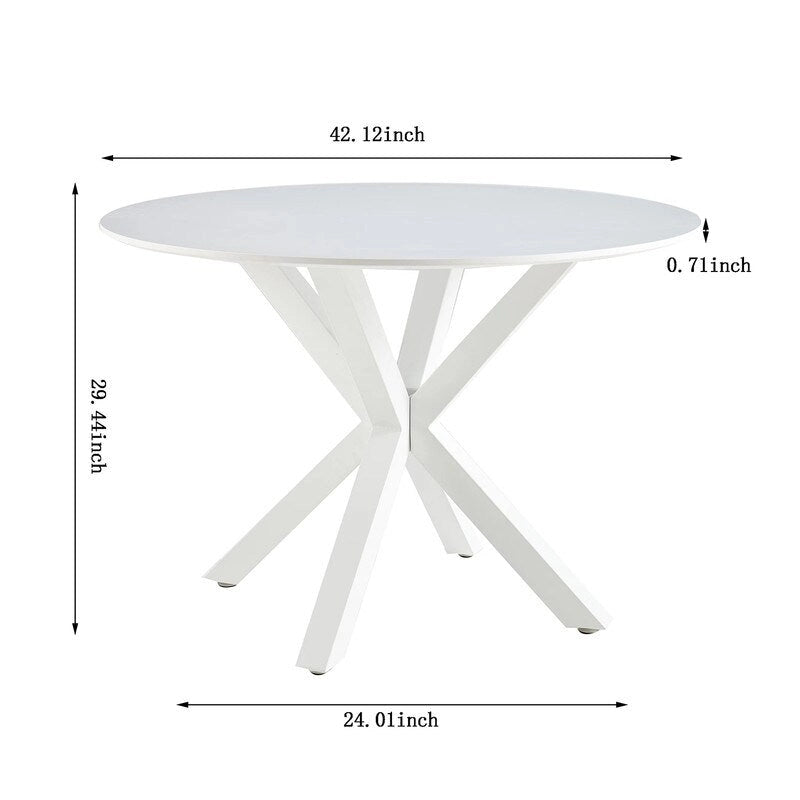 Table à manger ronde Mid-Century Modern avec plateau en MDF et pied central, table d'appoint de 42,1 po, table de loisirs