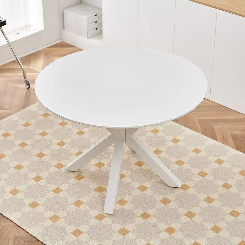 Table à manger ronde Mid-Century Modern avec plateau en MDF et pied central, table d'appoint de 42,1 po, table de loisirs