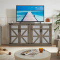 Bahut gris ardoise 165 cm en rotin synthétique avec portes de grange, meuble de rangement 4 portes pour salon, entrée, salle à manger