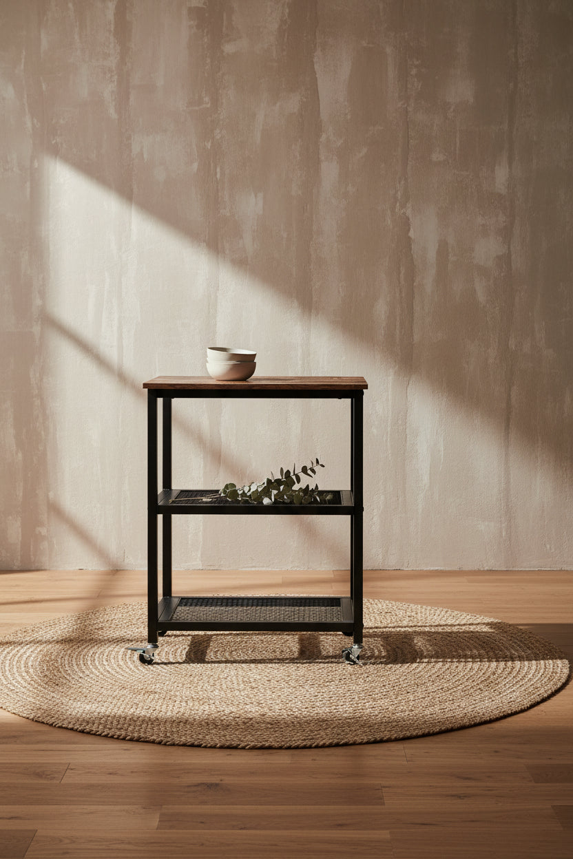 Ledel Industrial Rolling Kitchen Cart Serving Cart With Storage Shelves and Caster Wheels