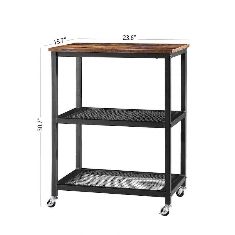 Ledel Industrial Rolling Kitchen Cart Serving Cart With Storage Shelves and Caster Wheels