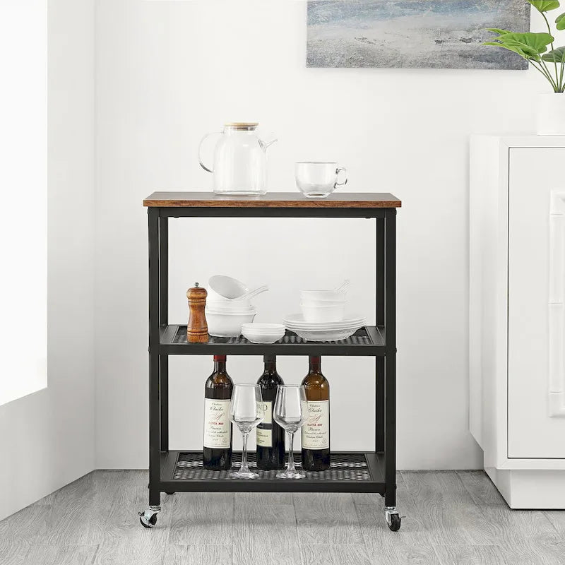 Ledel Industrial Rolling Kitchen Cart Serving Cart With Storage Shelves and Caster Wheels