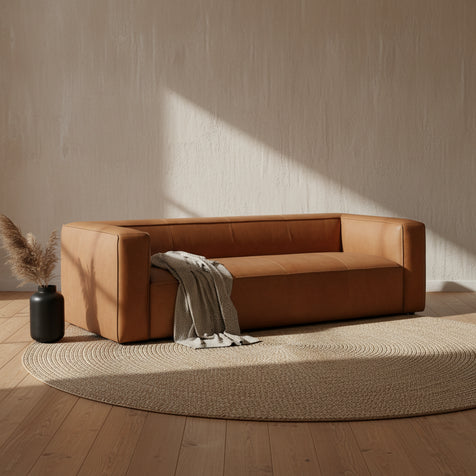 95 Sofa in Saddle Tan - Full Grain Genuine Italian Leather